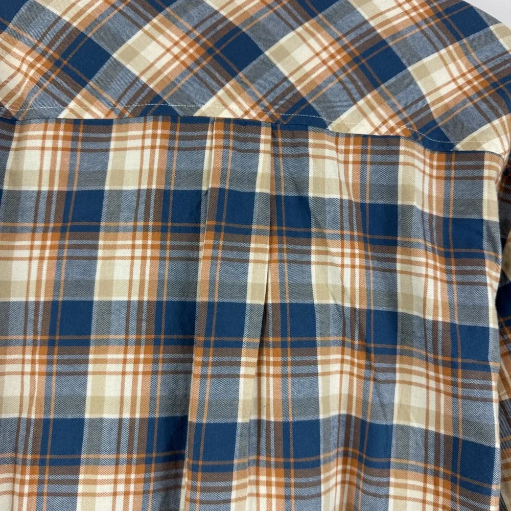 J.Crew Plaid Button Down Shirt Medium Blue Tan‎ Flannel Long Sleeve NWT